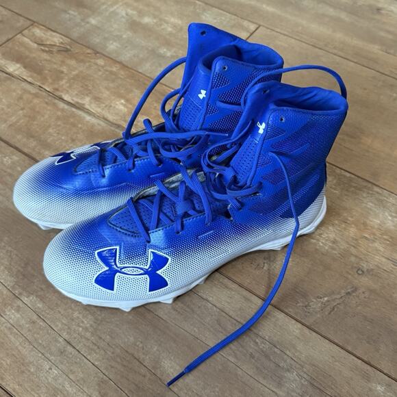 Under Armour Highlight RM Football Cleats Blue White Size 10 Mens Mid High Top - Picture 3 of 7